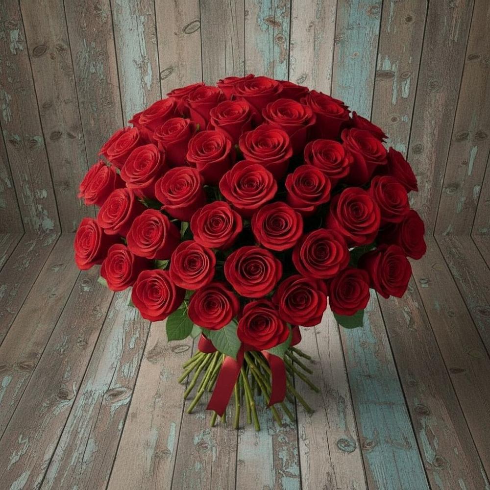 Букет 55 Красных роз Фридом в Байчурово