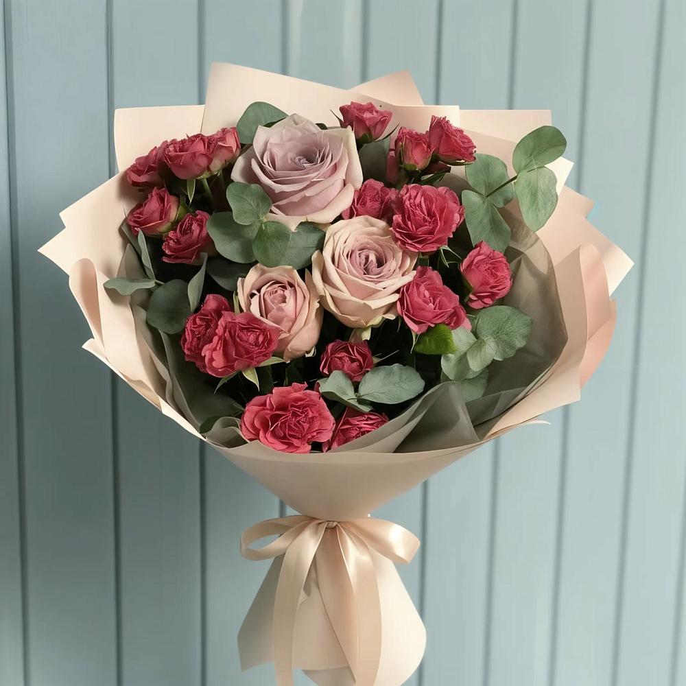 Букет цветов из: Гвоздики и Розы в Байчурово