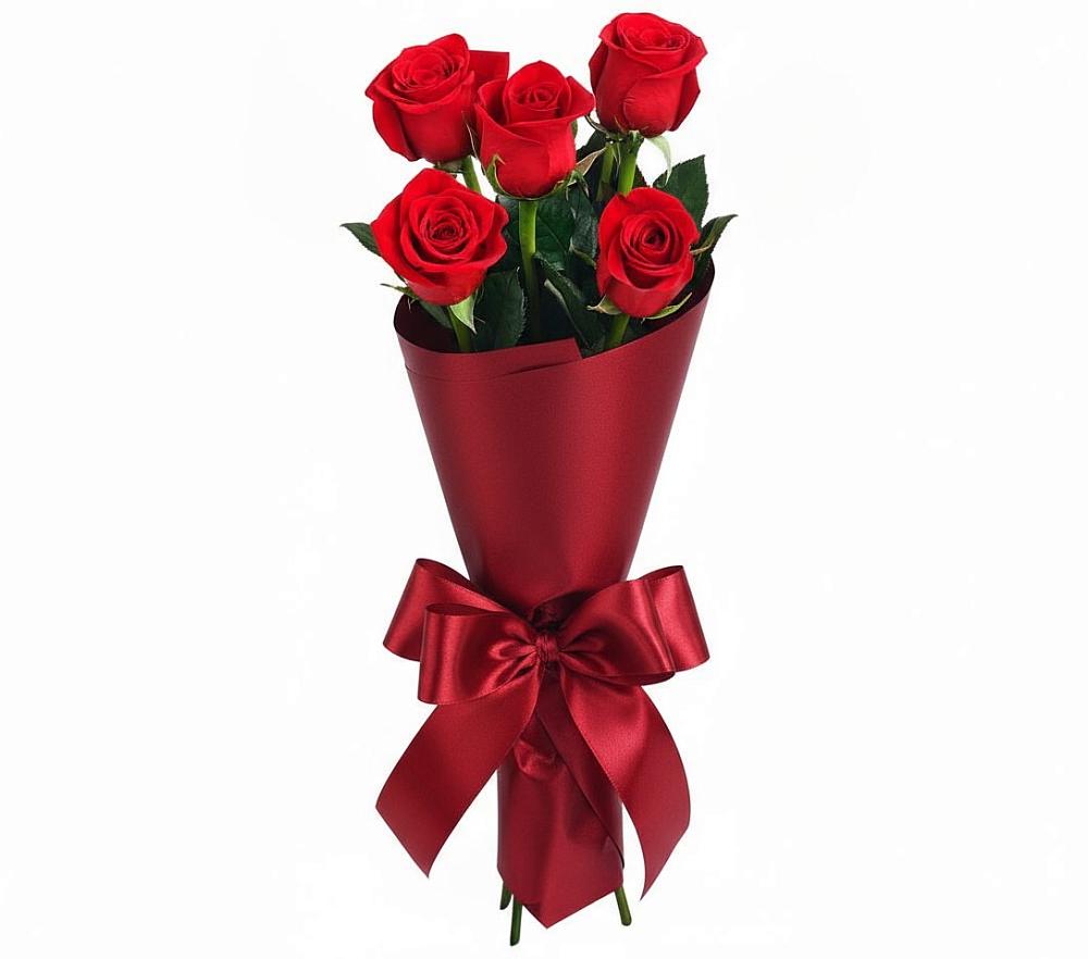 Букет 5 Красных роз Эдлесс Лав в Байчурово