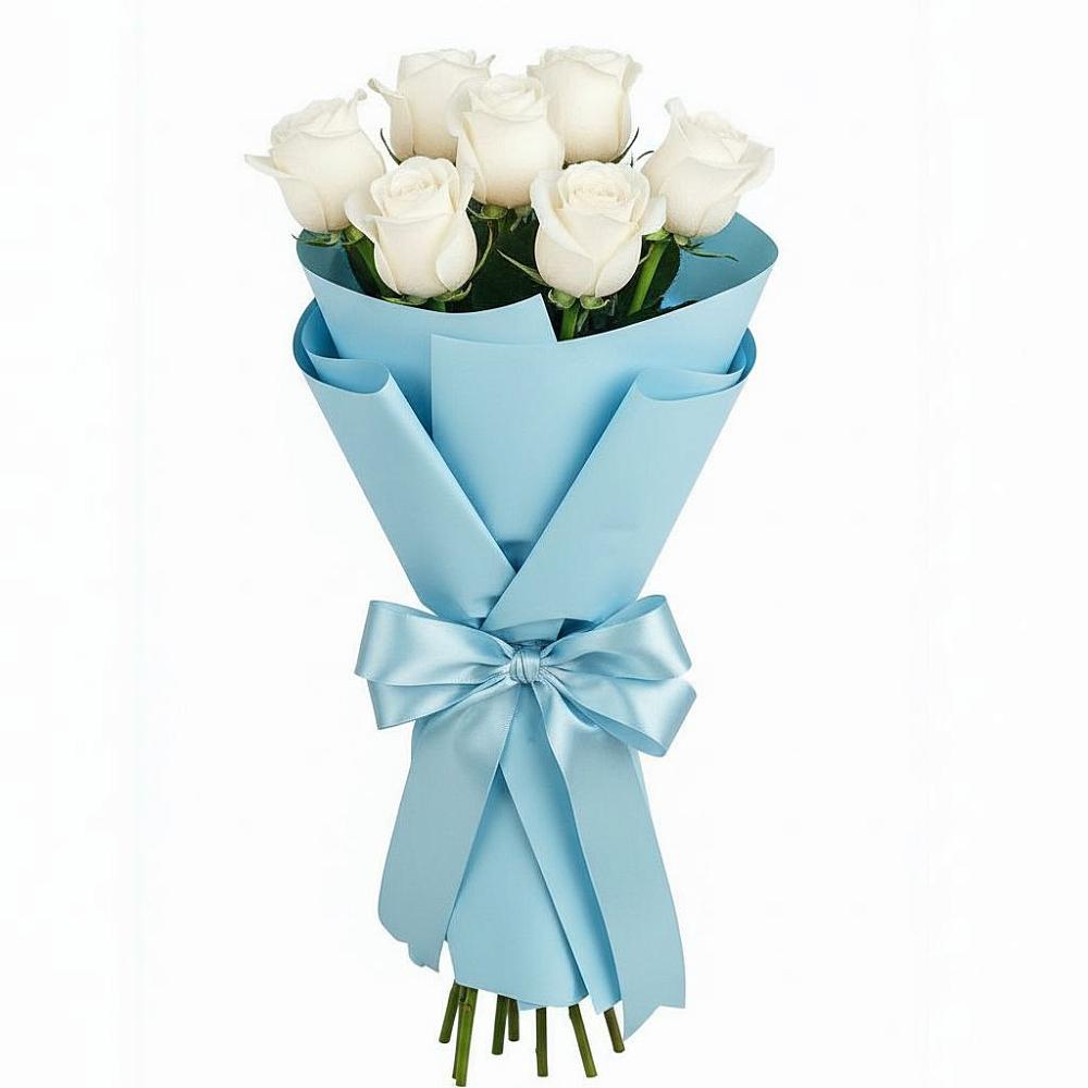 Букет 7 белых роз Проуд в Байчурово
