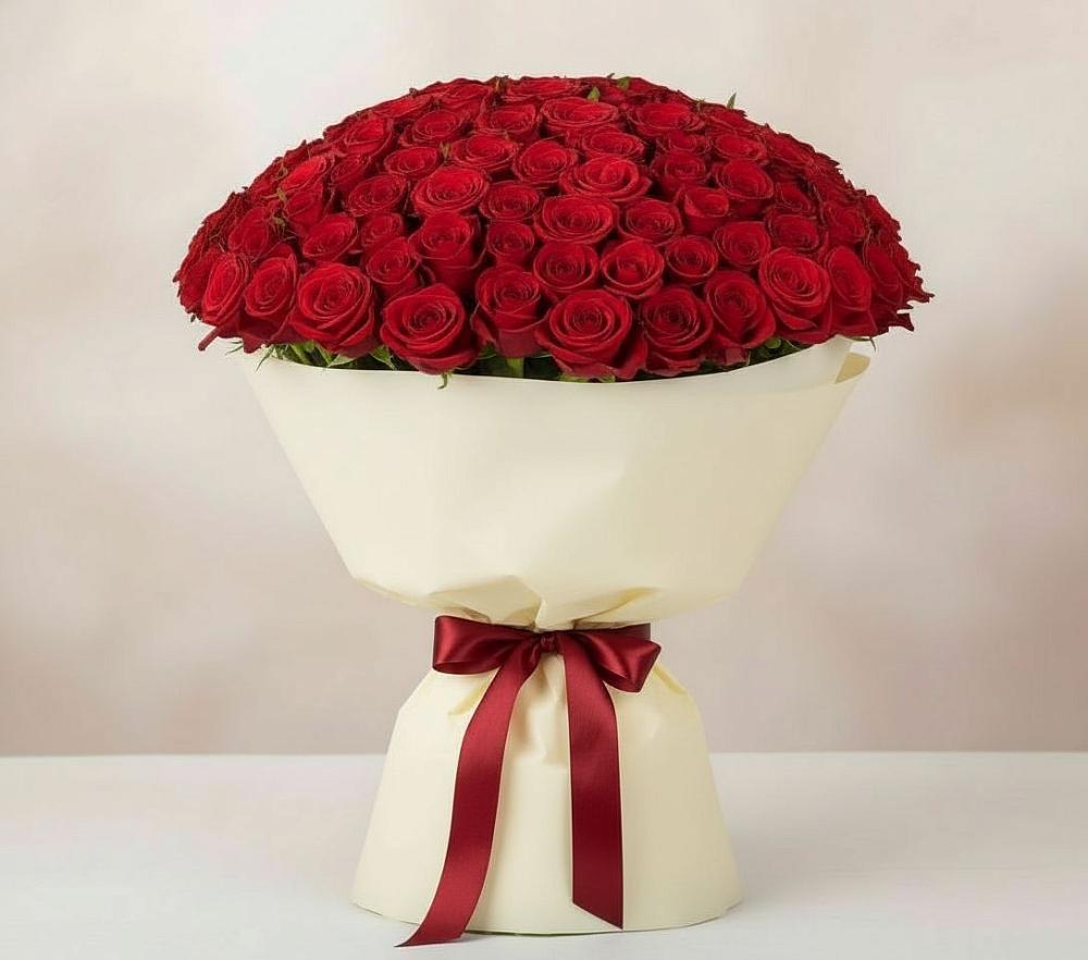 Букет 101 Красная роза Милано в Байчурово