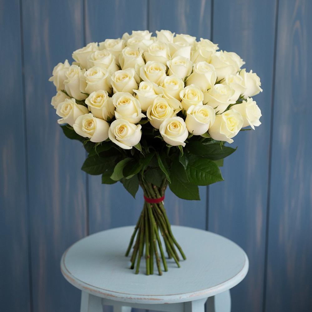 Букет 51 Белая роза Эдлесс Лав в Байчурово