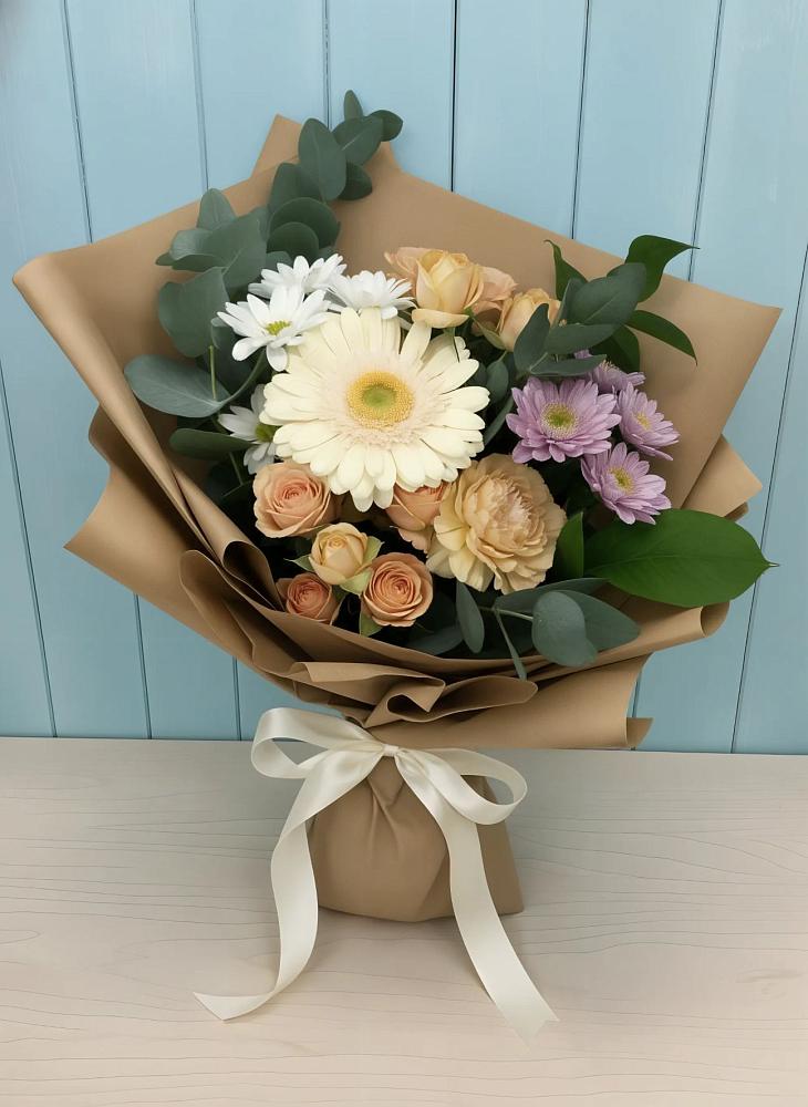 Букет цветов из: Герберы и Хризантемы в Байчурово
