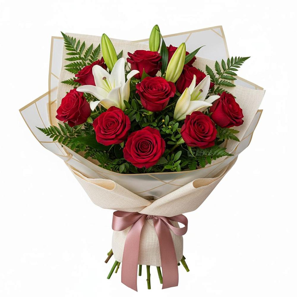 Букет цветов из: Лилии и Розы в Байчурово