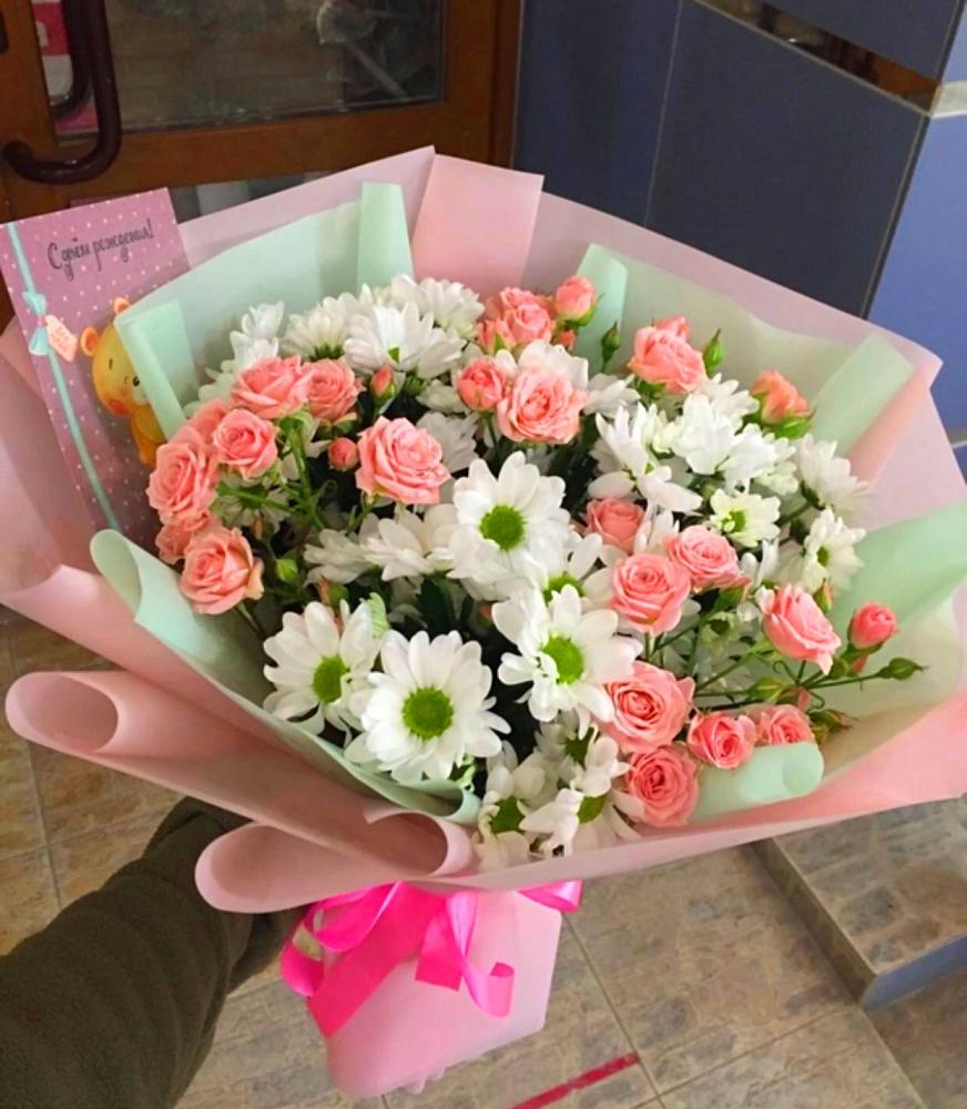 Букет цветов из: Розы и Хризантемы в Байчурово