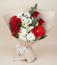 Букет цветов из:  Розы, Хризантемы, Герберы и Лилии #REPLACE_PRED# Байчурово