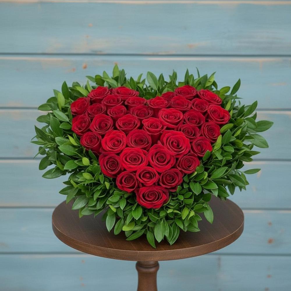 Цветочная композиция из Розы в виде сердца в Байчурово