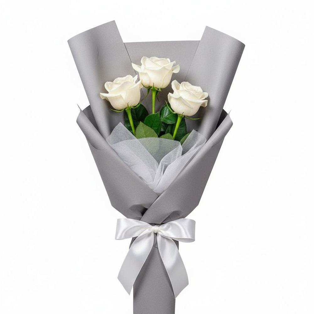 Букет 3 белые розы в Байчурово
