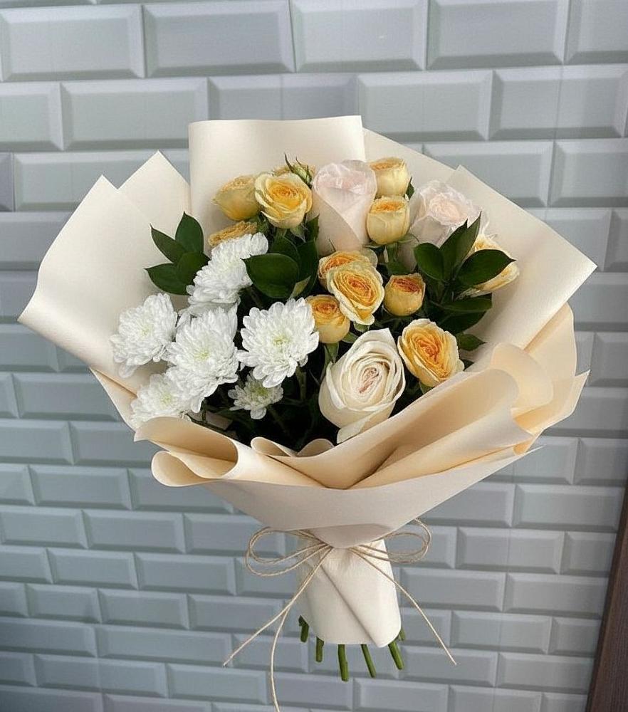 Букет цветов из: Розы и Хризантемы в Байчурово