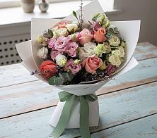 Букет цветов из:  Розы, Лизиантусы и Гвоздики в Байчурово