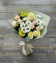 Букет цветов из:  Альстромерии, Розы и Хризантемы в Байчурово