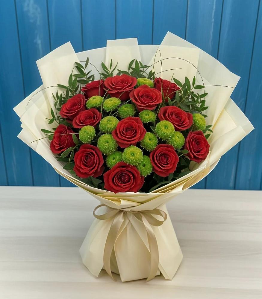 Букет цветов из: Розы и Хризантемы в Байчурово