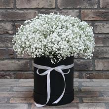 Цветочная композиция из Гипсофила в шляпной коробке в Байчурово