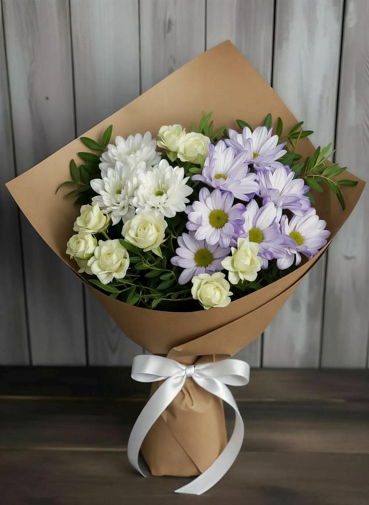Букет цветов из: Хризантемы и Розы в Байчурово